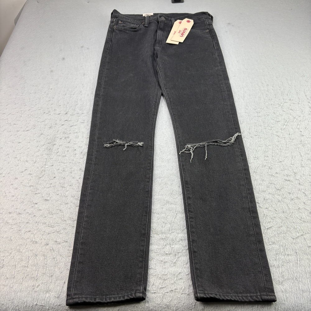 Levis Jeans Mens 29x32 Black 510 Skinny Distressed Denim NEW